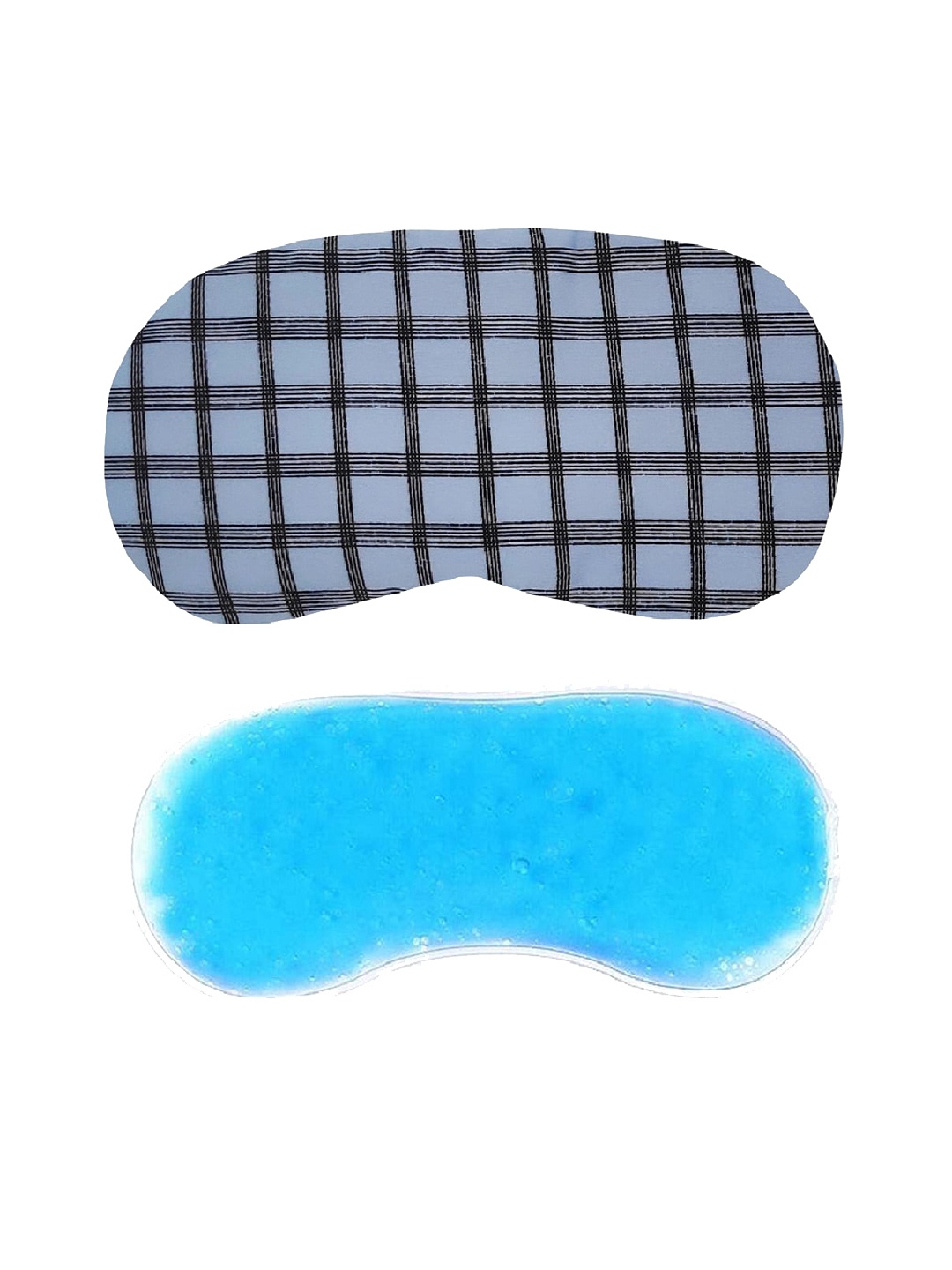 

JENNA Checked Sleeping Eye Mask With Ice Gel, Blue