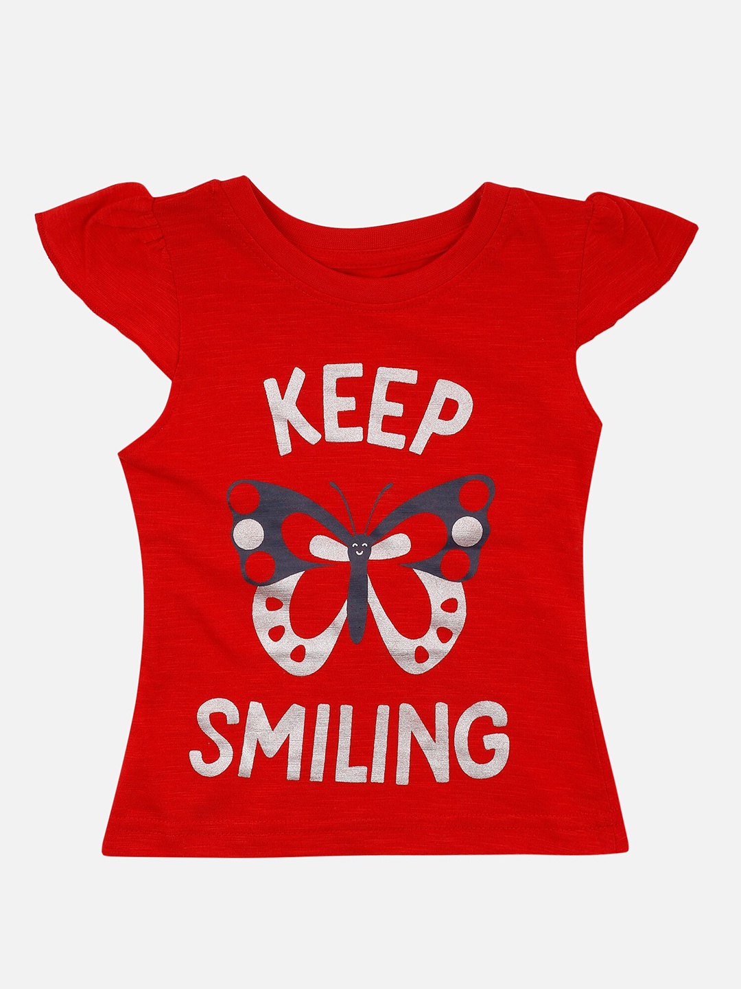 

Bodycare Kids Girls Typography Printed Cotton T-shirt, Red