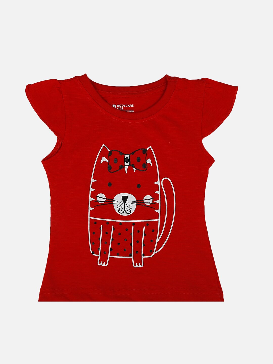 

Bodycare Kids Girls Typography Printed Round Neck Cotton T-shirt, Red