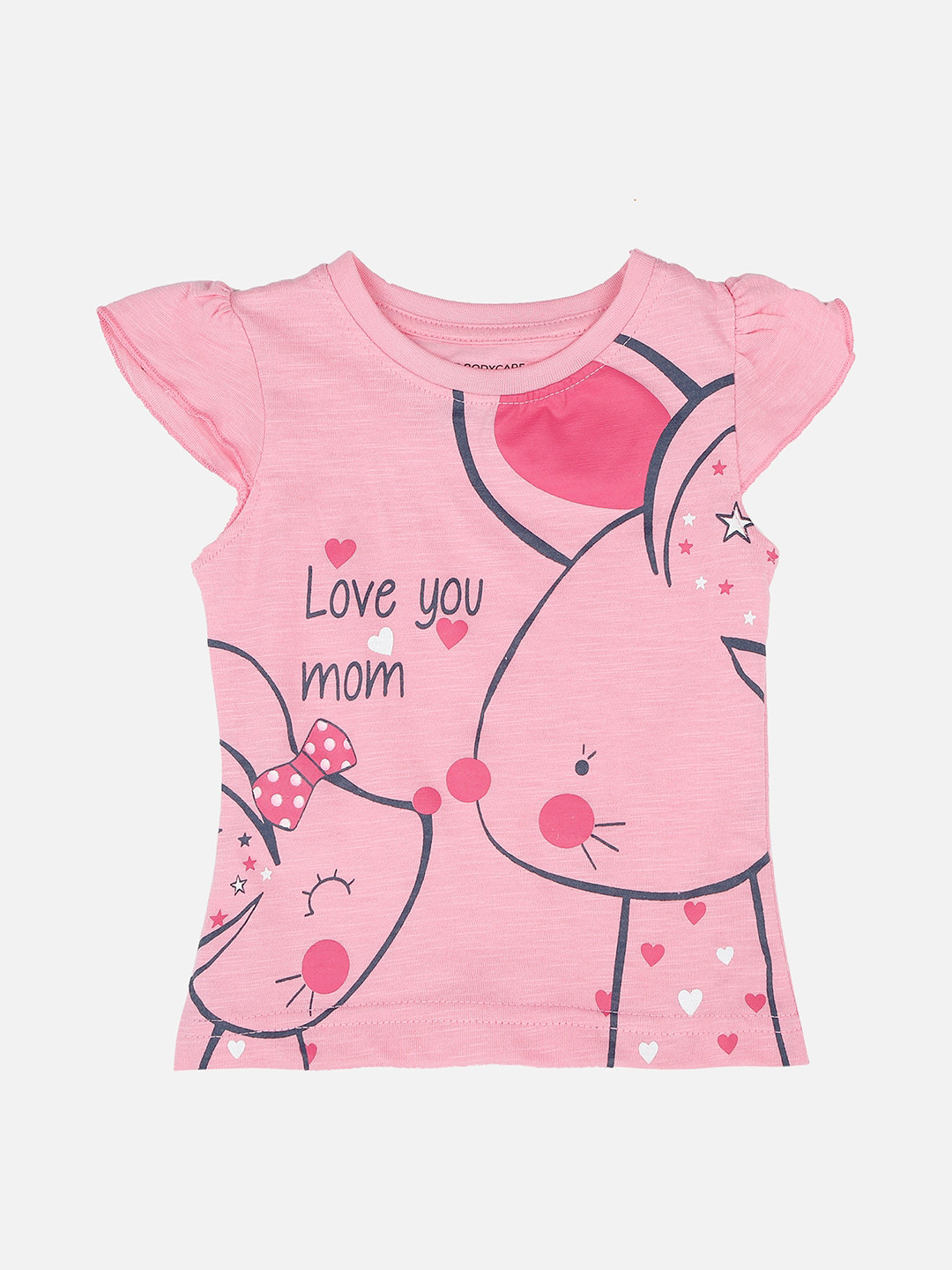 

Bodycare Kids Girls Typography Printed Cotton T-shirt, Pink