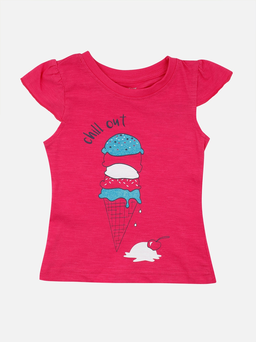 

Bodycare Kids Girls Printed Cotton T-shirt, Pink