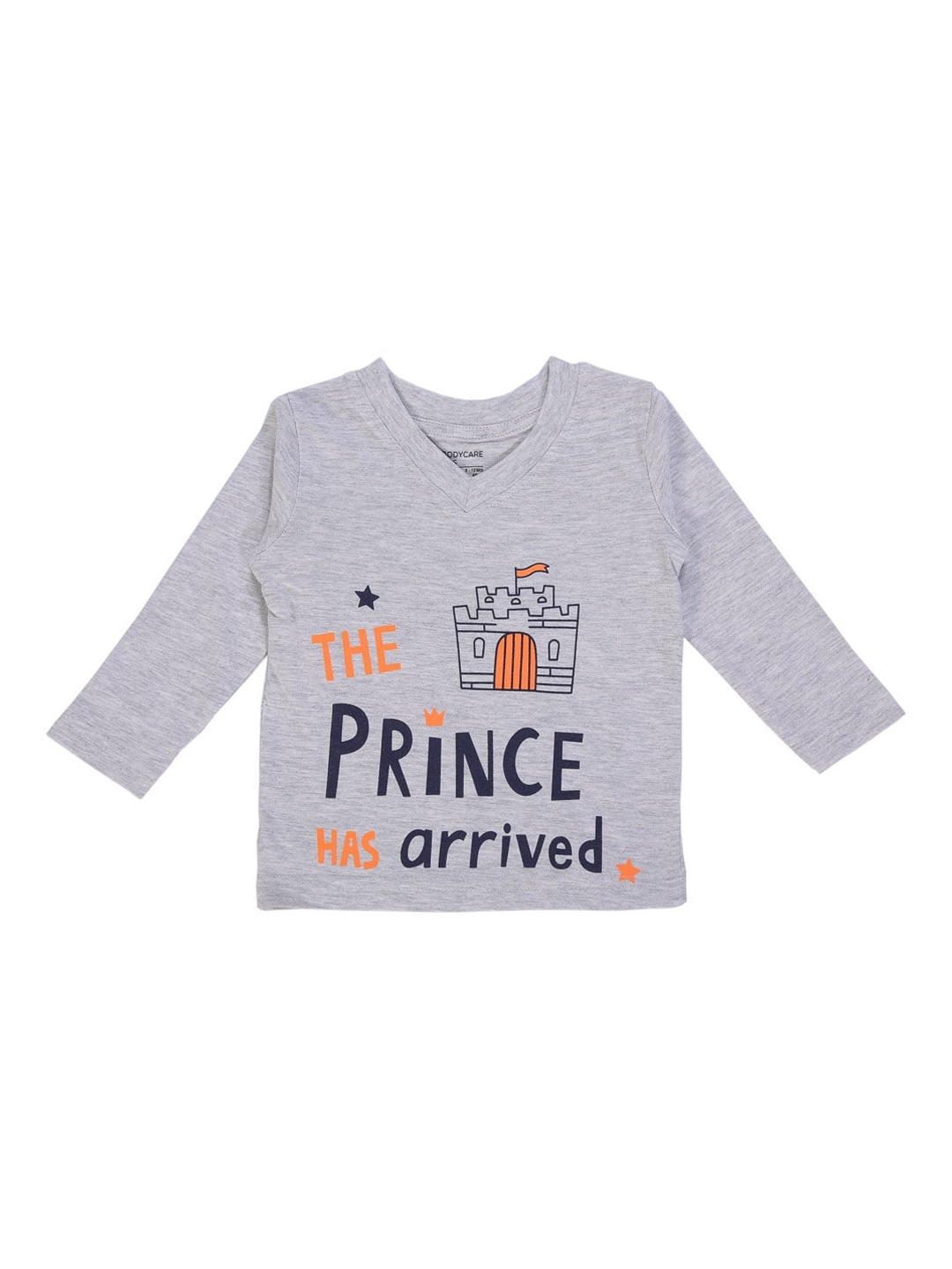 

Bodycare Kids Boys Typography Printed V-Neck Cotton T-shirt, Grey