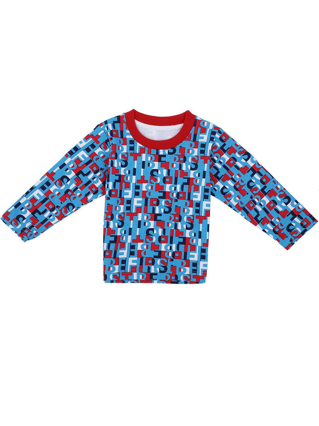 

Bodycare Kids Boys Abstract Printed Round Neck Long Sleeves Cotton T-shirt, Blue