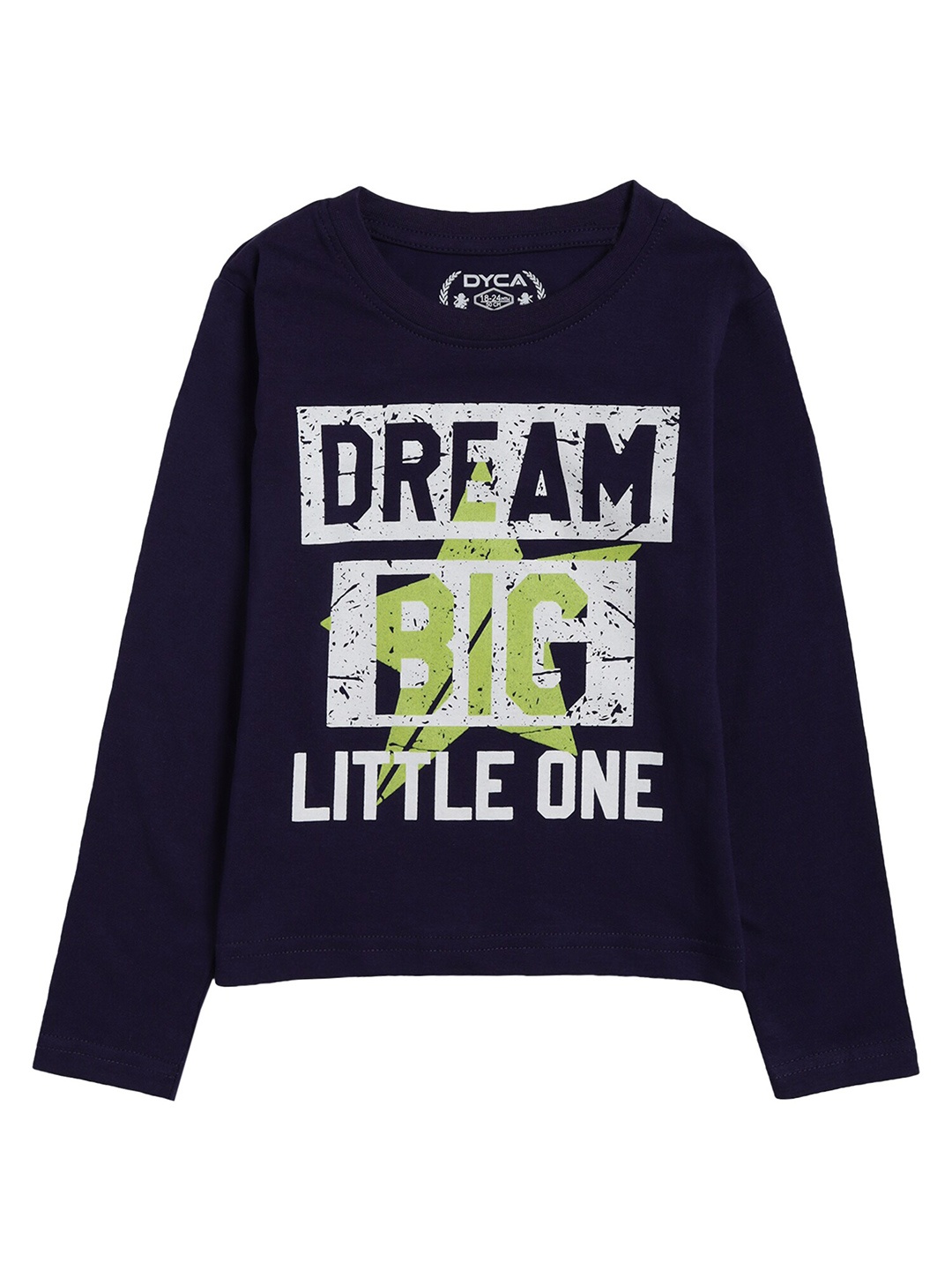 

DYCA Boys Typography Printed Cotton T-shirt, Navy blue