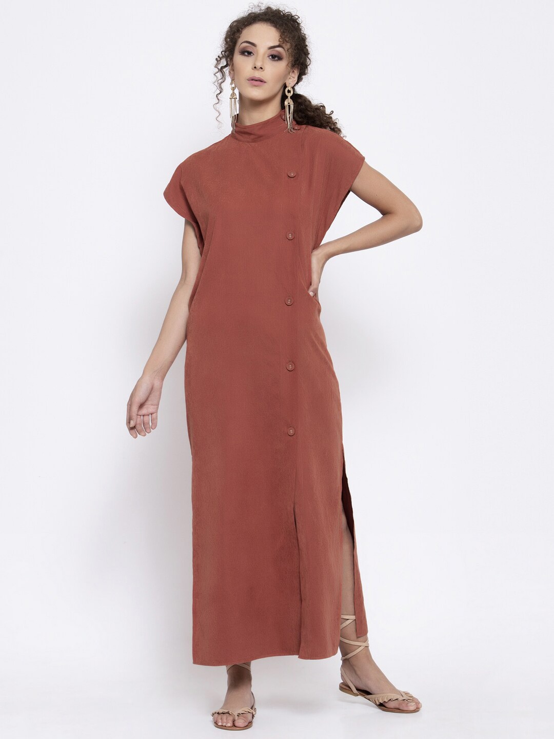 

LELA Leather Maxi Dress, Rust