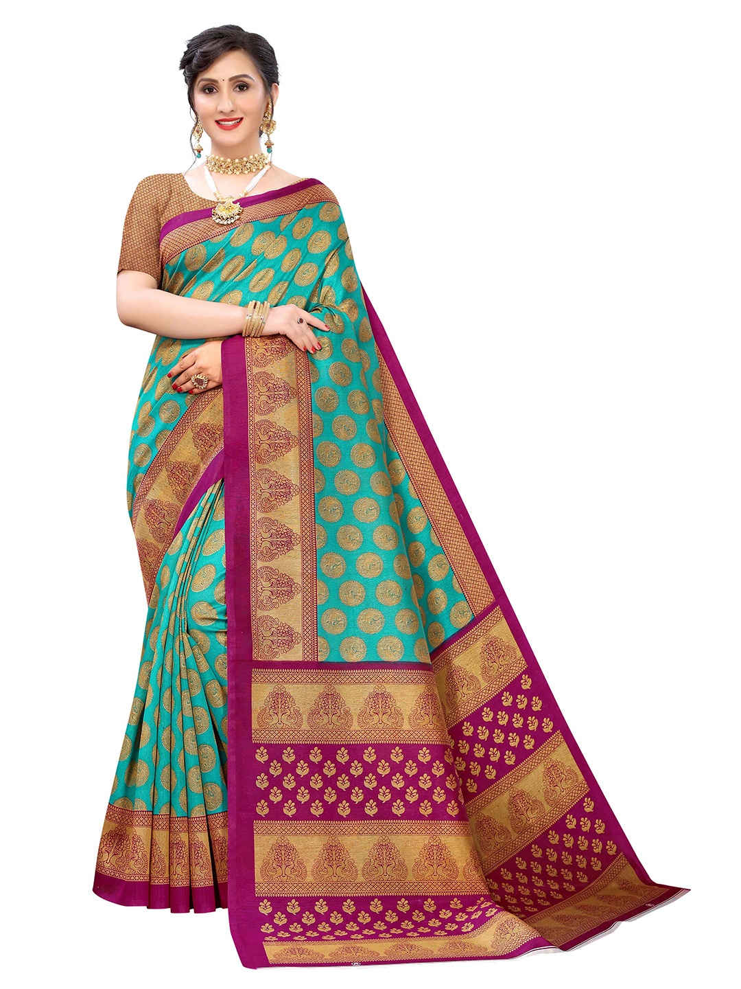 

AADVIKA Ethnic Motifs Art Silk Mysore Silk Saree, Green