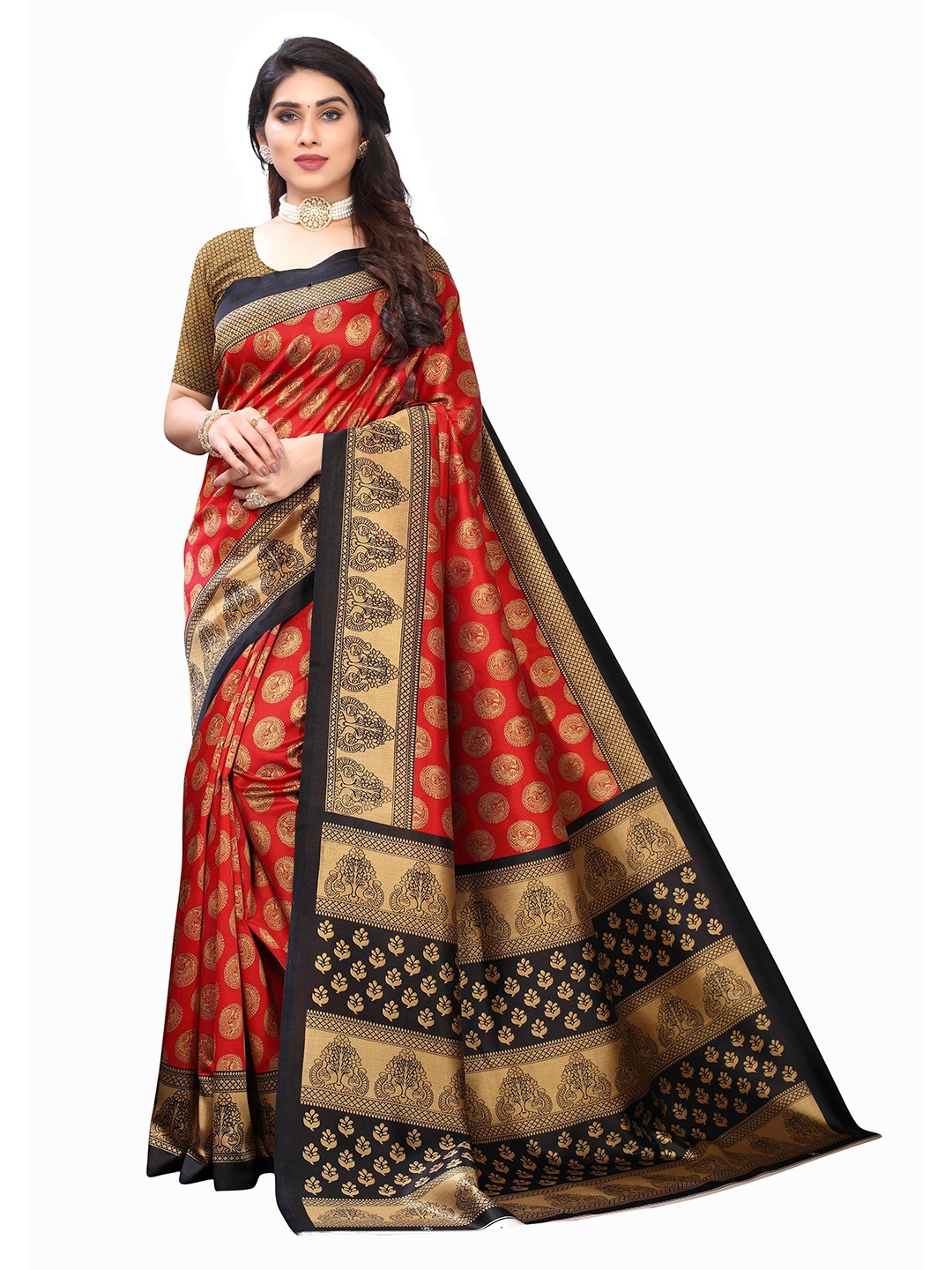 

AADVIKA Ethnic Motif Woven Design Mysore Silk Saree, Maroon