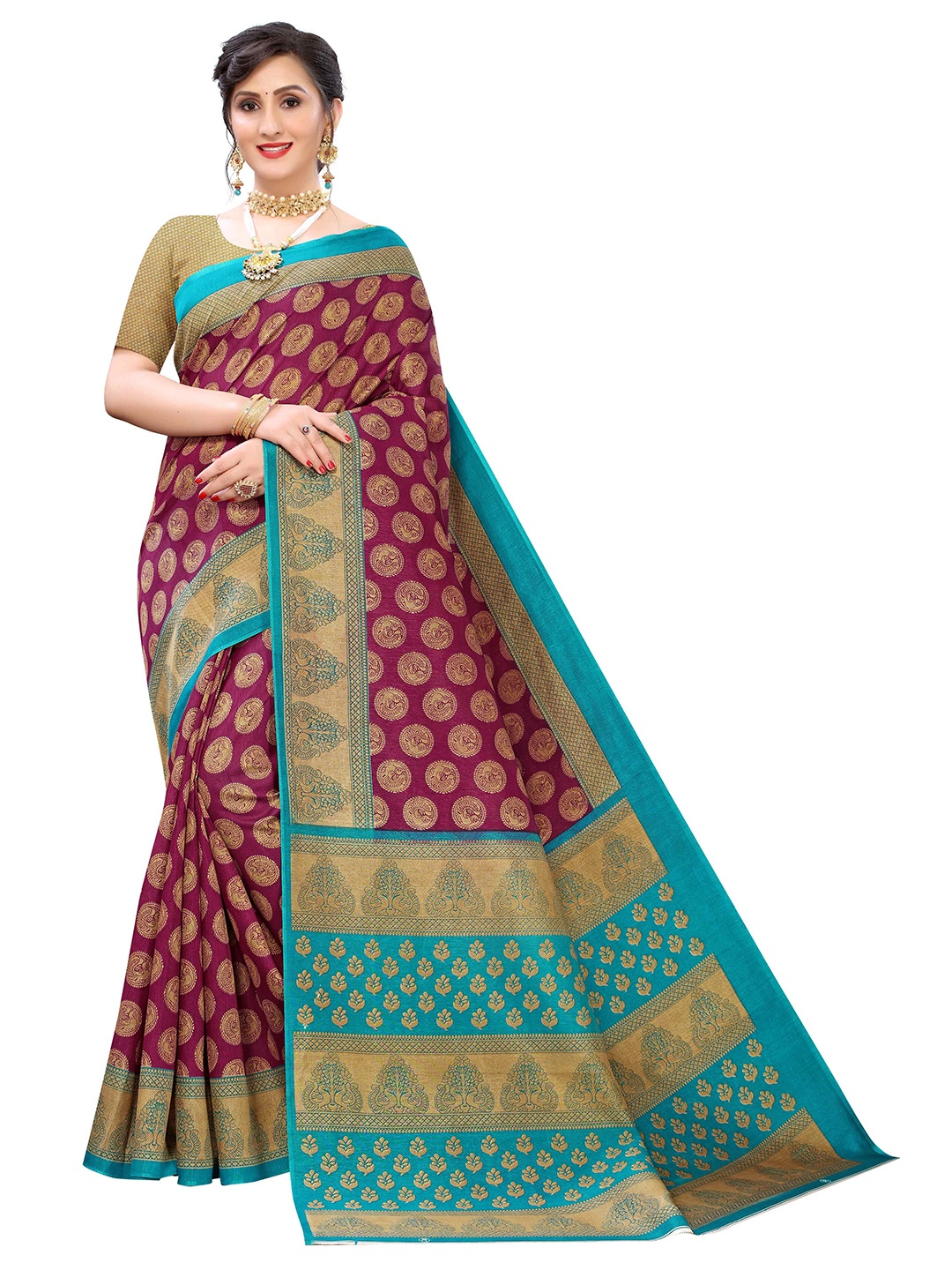 

AADVIKA Ethnic Motif Woven Design Mysore Silk Saree, Maroon