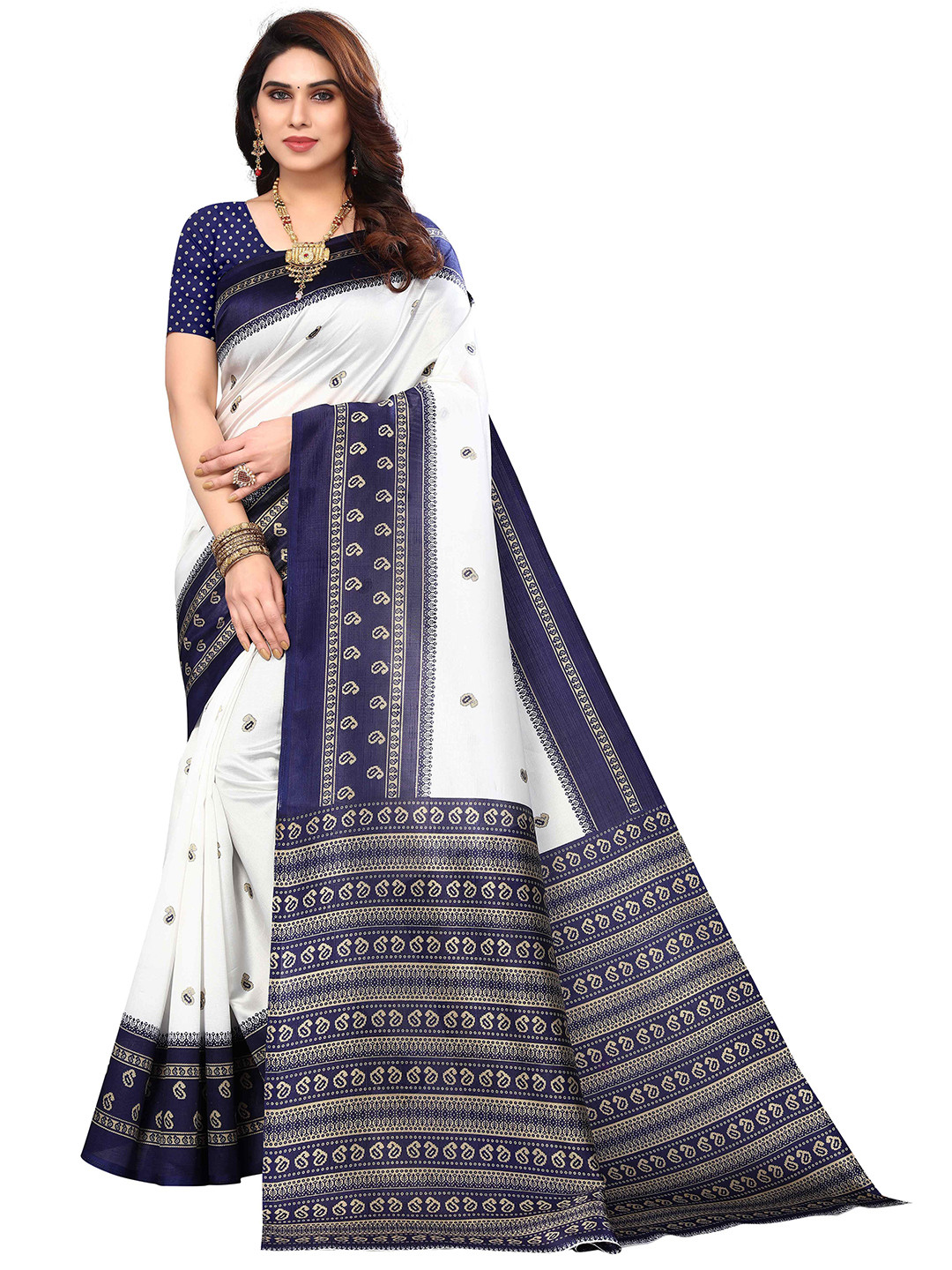 

AADVIKA Art Silk Mysore Silk Saree, Blue