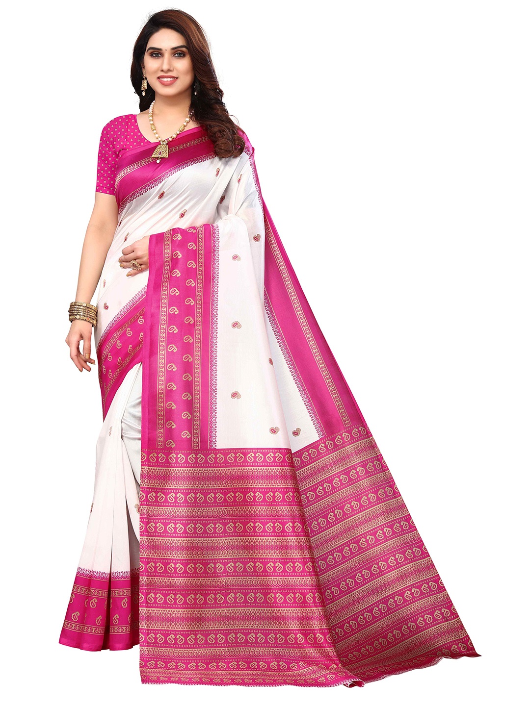 

AADVIKA Ethnic Motif Woven Design Mysore Silk Saree, Pink