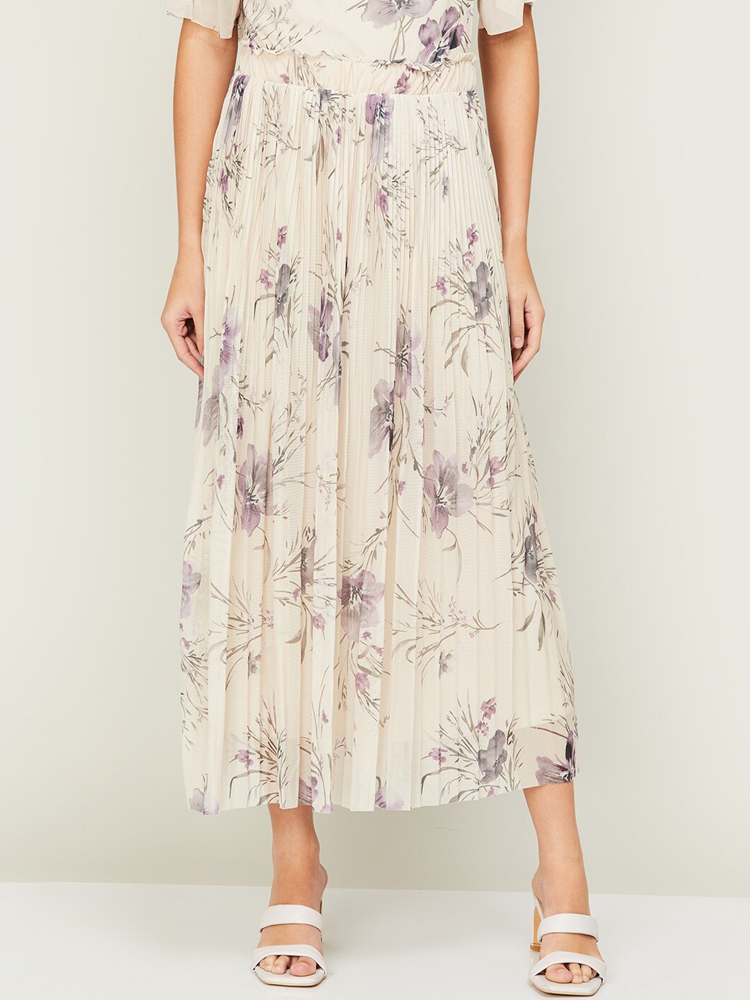 

CODE by Lifestyle Printed Maxi A-Line Skirt, Beige