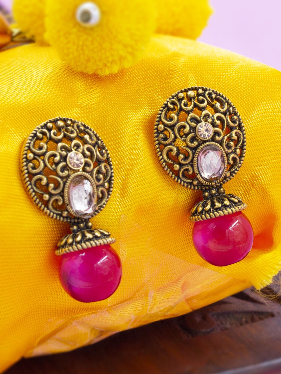 

PRIVIU Red Classic Gold Plated Drop Earrings