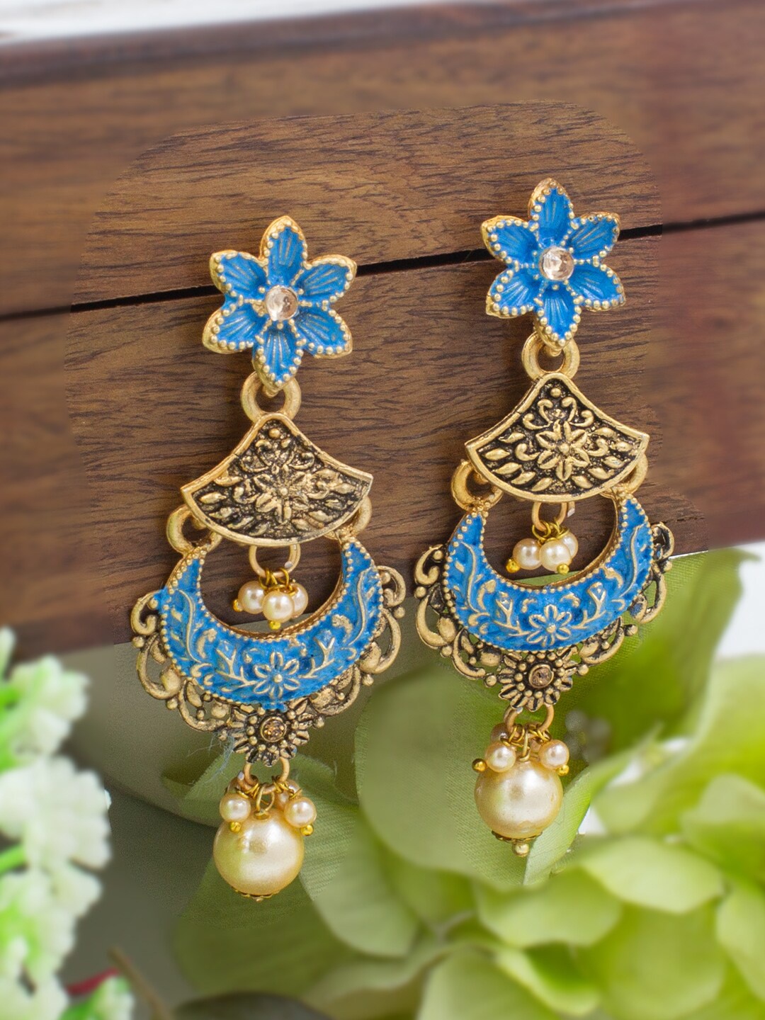 

PRIVIU Gold-Plated Classic Drop Earrings, Blue