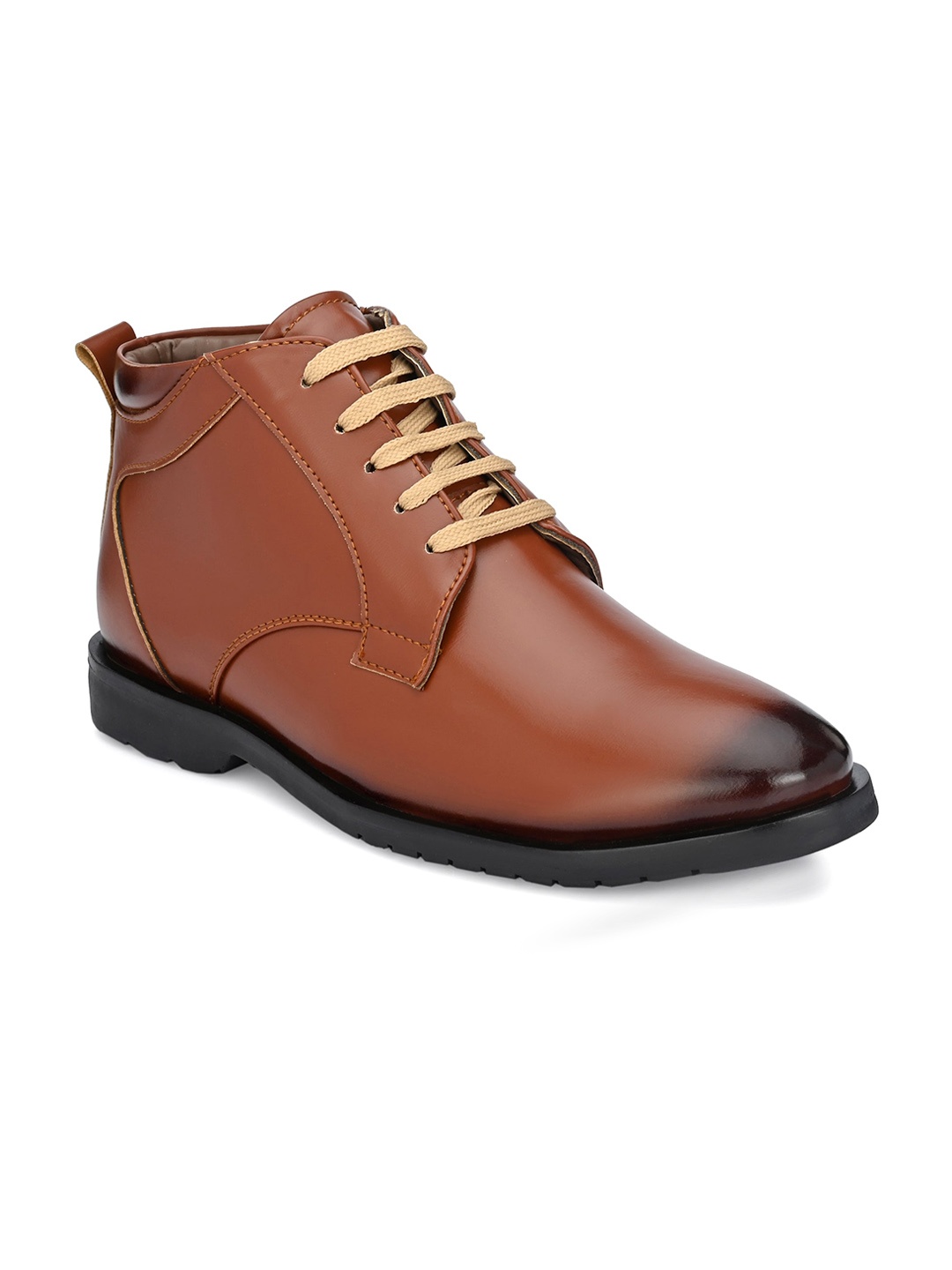 

John Karsun Men Lace-Ups Leather Biker Boots, Tan