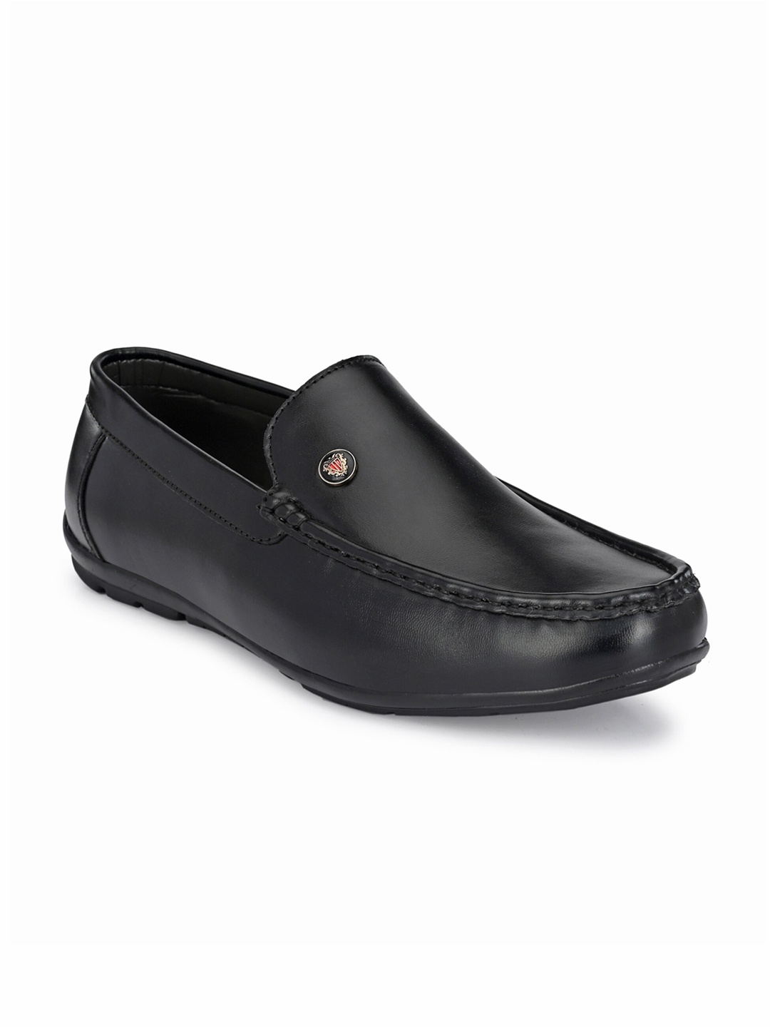 

John Karsun Men Synthetic Leather Loafers, Black