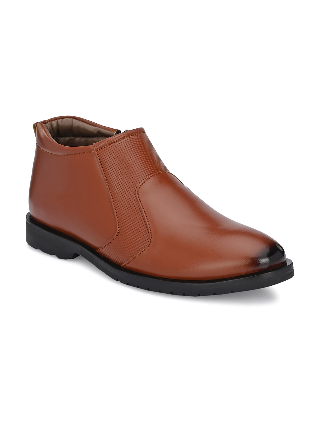 

John Karsun Men Patterned Biker Boots, Tan