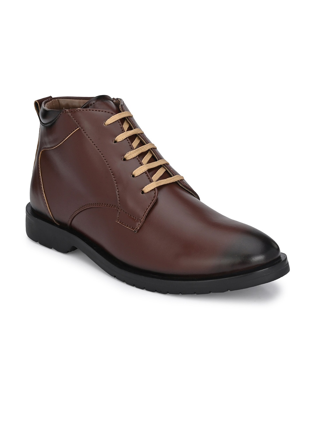

John Karsun Men Lace-Ups Patterned Biker Boots, Brown