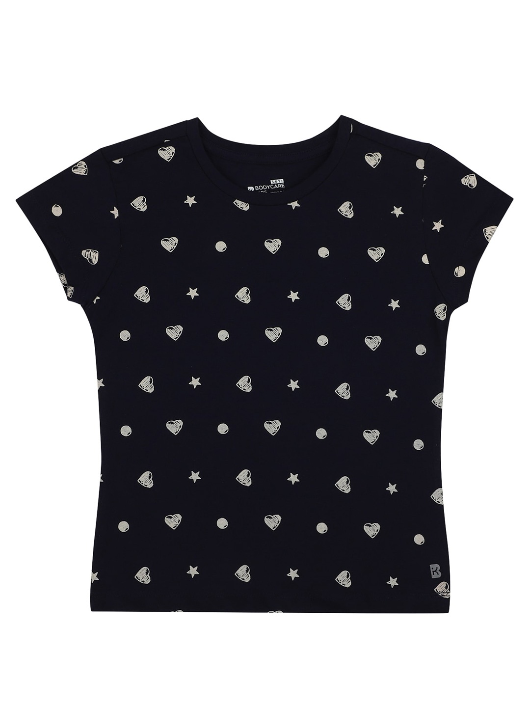 

PROTEENS Girls Antiviral & Antibacterial Printed Cotton T-shirt, Navy blue