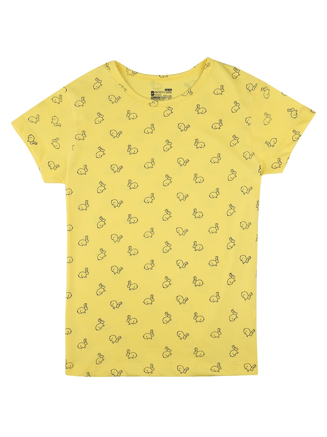 

PROTEENS Girls Conversational Printed Round Neck Cotton T-shirt, Yellow