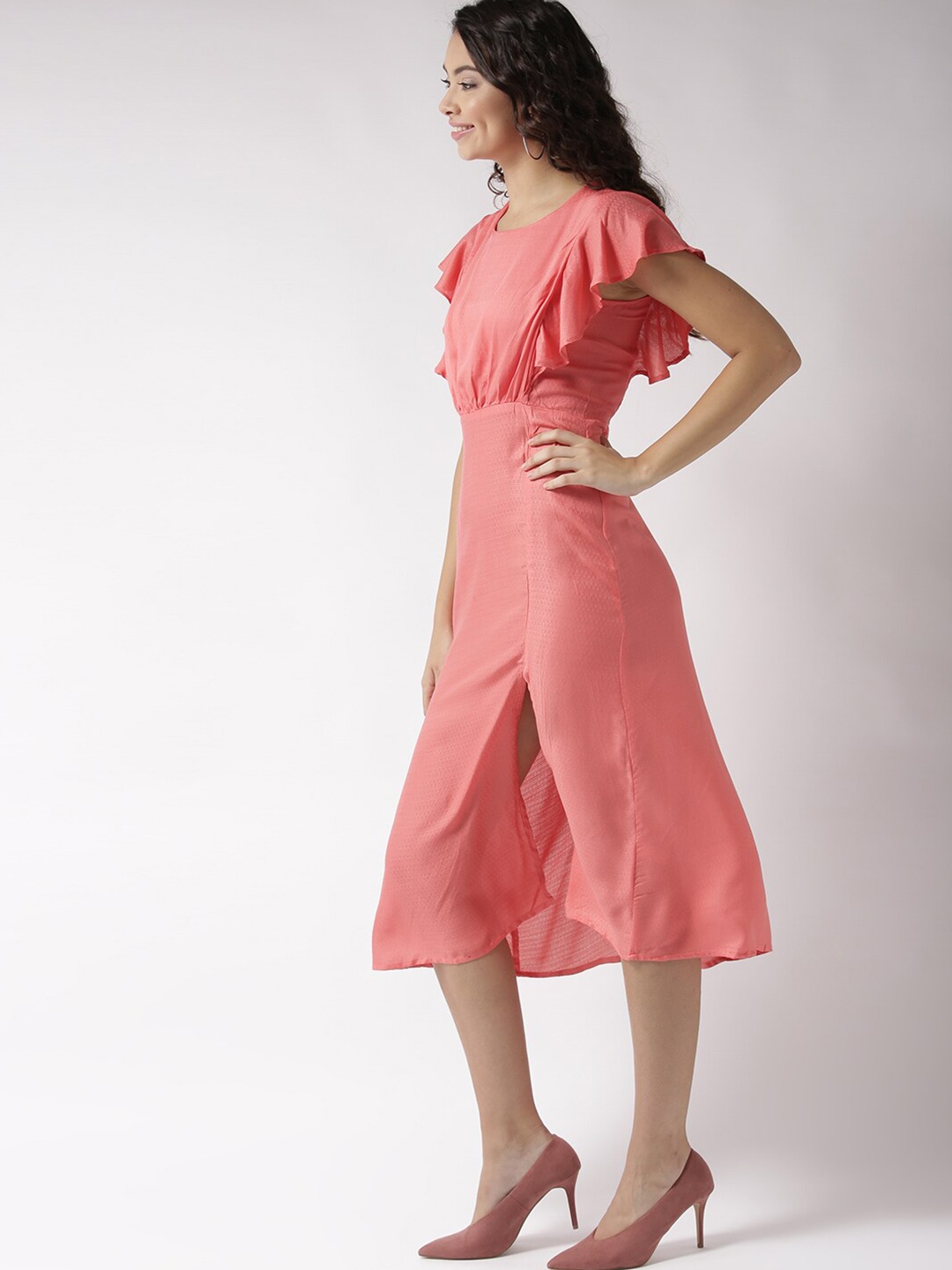 

Sera Boat Neck A-Line Midi Dress, Coral