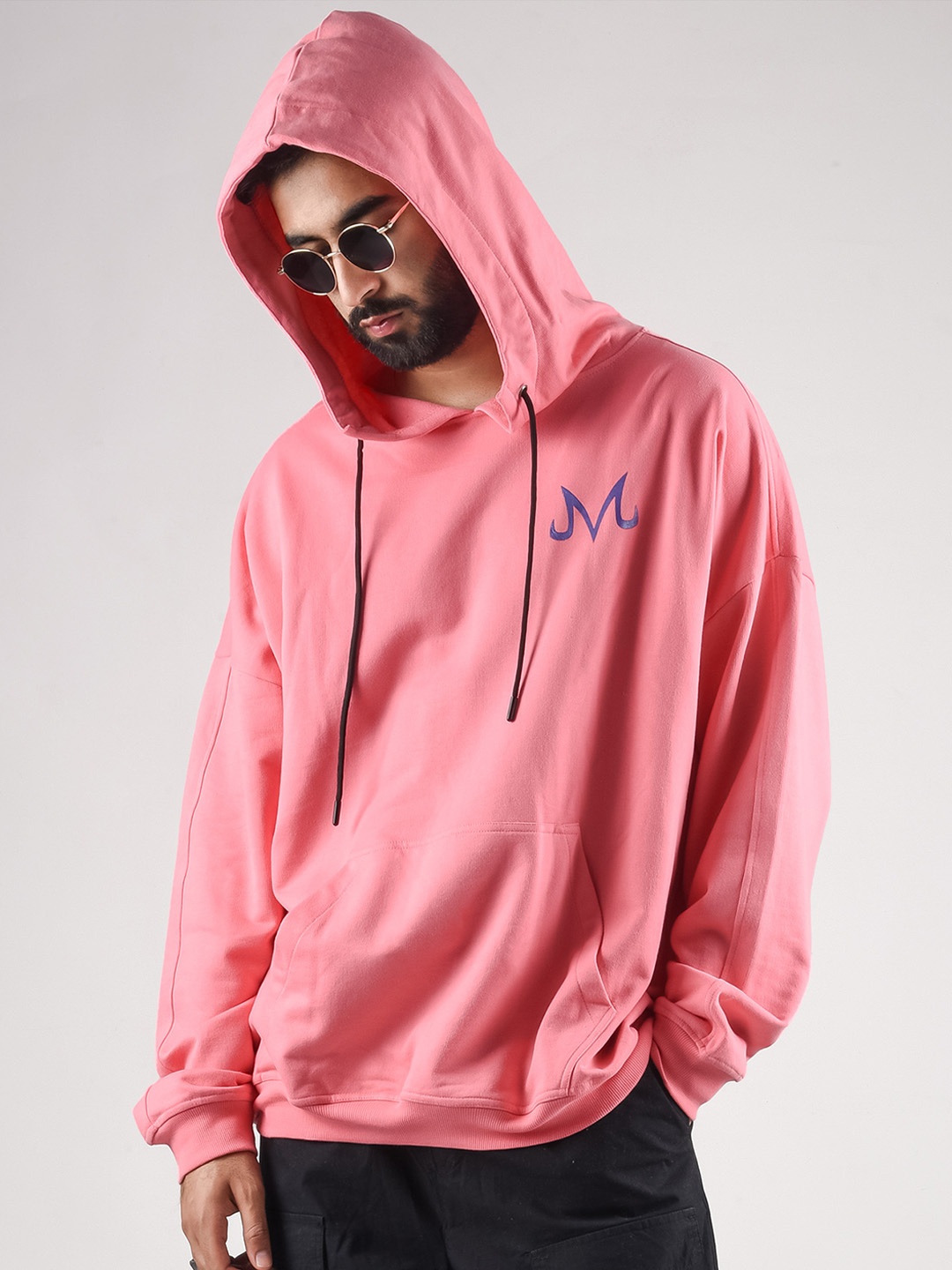 

COMICSENSE Men Anime Dragon Ball Z Badman Printed Hooded Pullover Sweatshirt, Pink