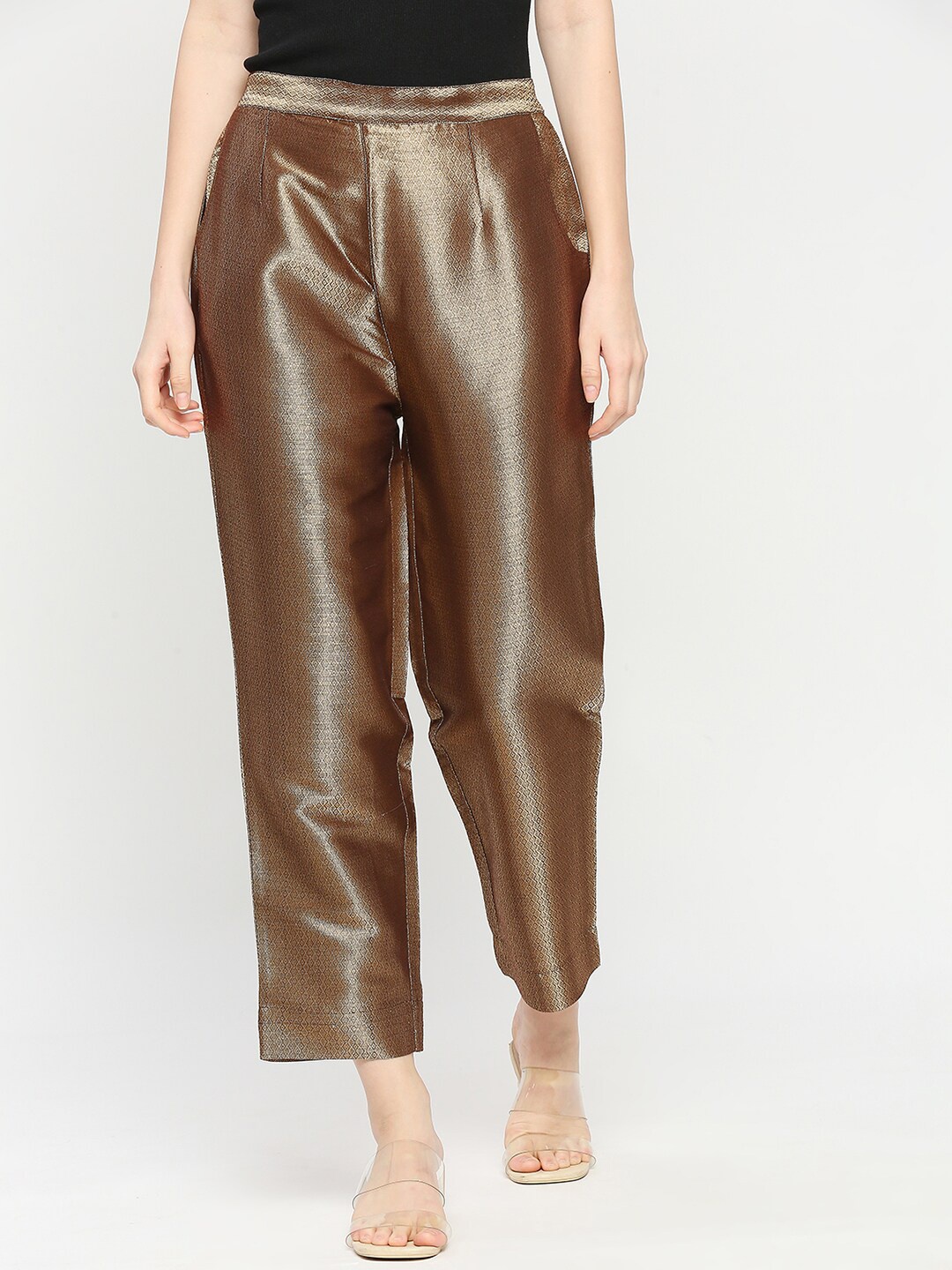 

Cloth Haus India Women Brocade Trousers, Metallic