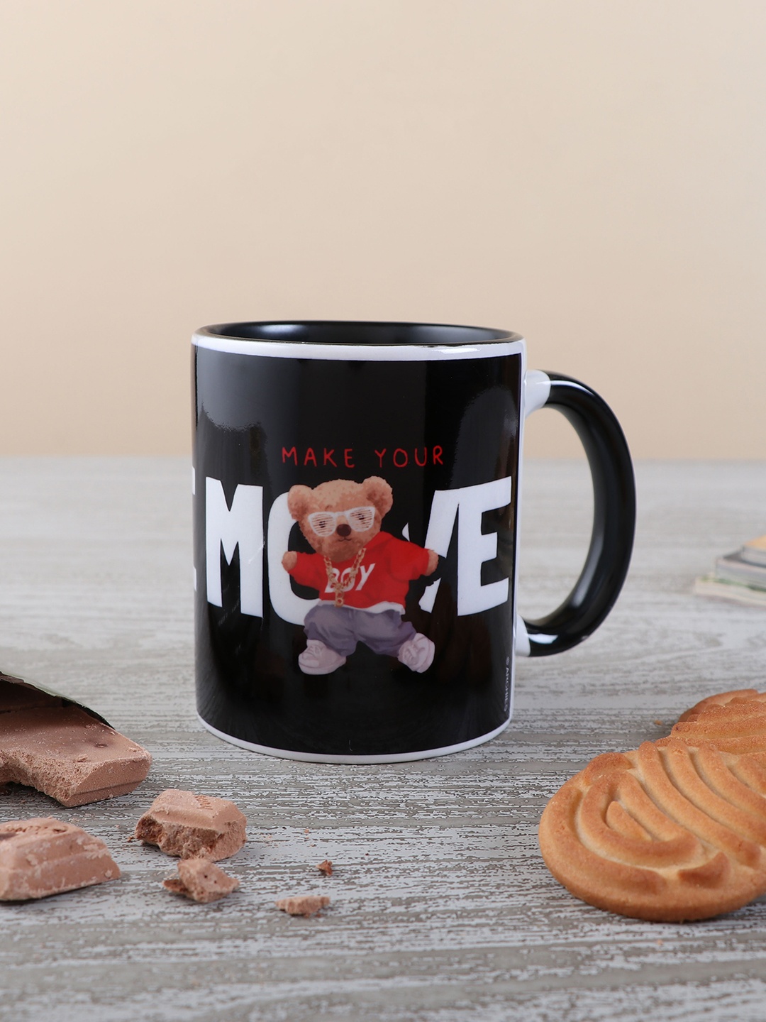

Archies Black & White Printed Ceramic Glossy Mug 350 ml
