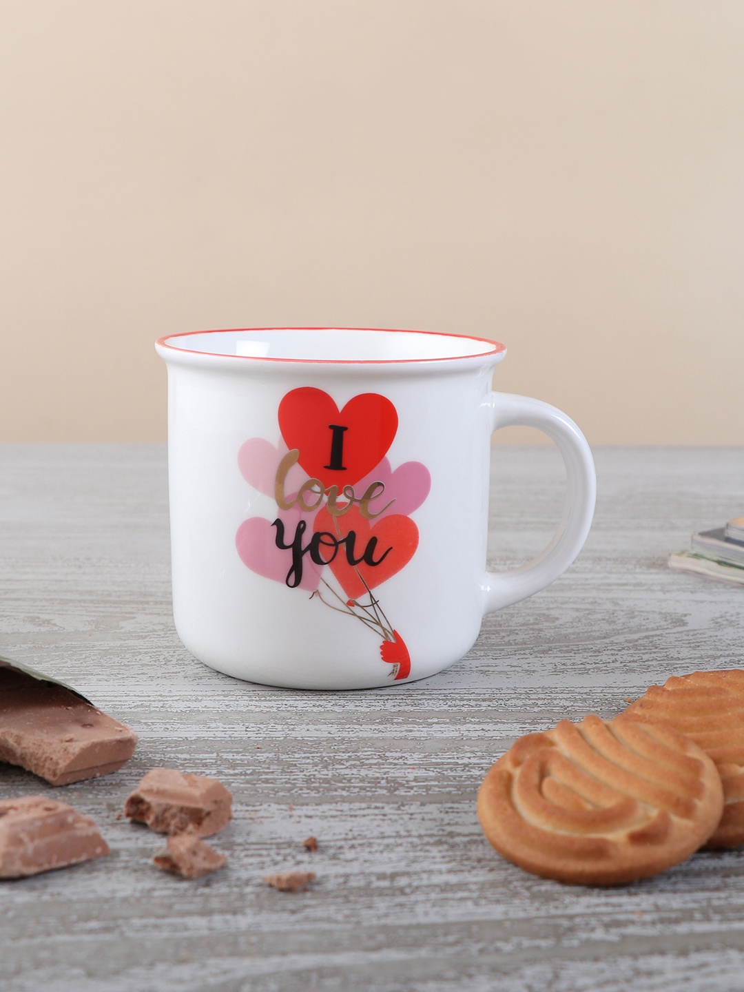 

Archies White & Red I Love You Ceramic Printed Ceramic Glossy Mug 350 ml