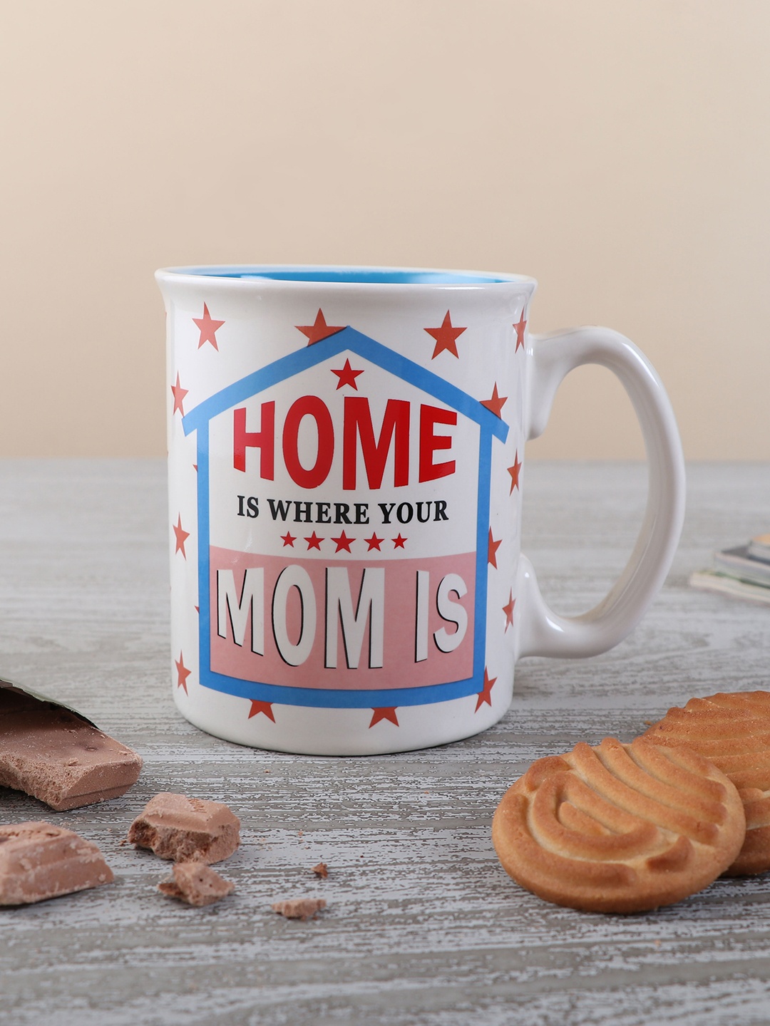 

Archies White & Red Home Is where your Mom Is Printed Ceramic Glossy Mug 350 ml