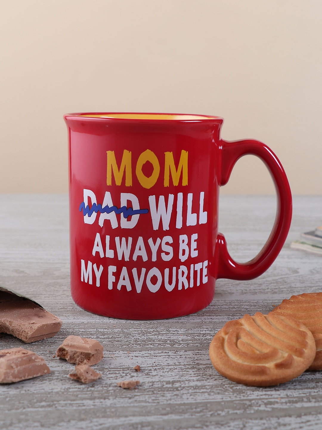 

Archies Red & Yellow Printed Ceramic Glossy Mug 500 ml