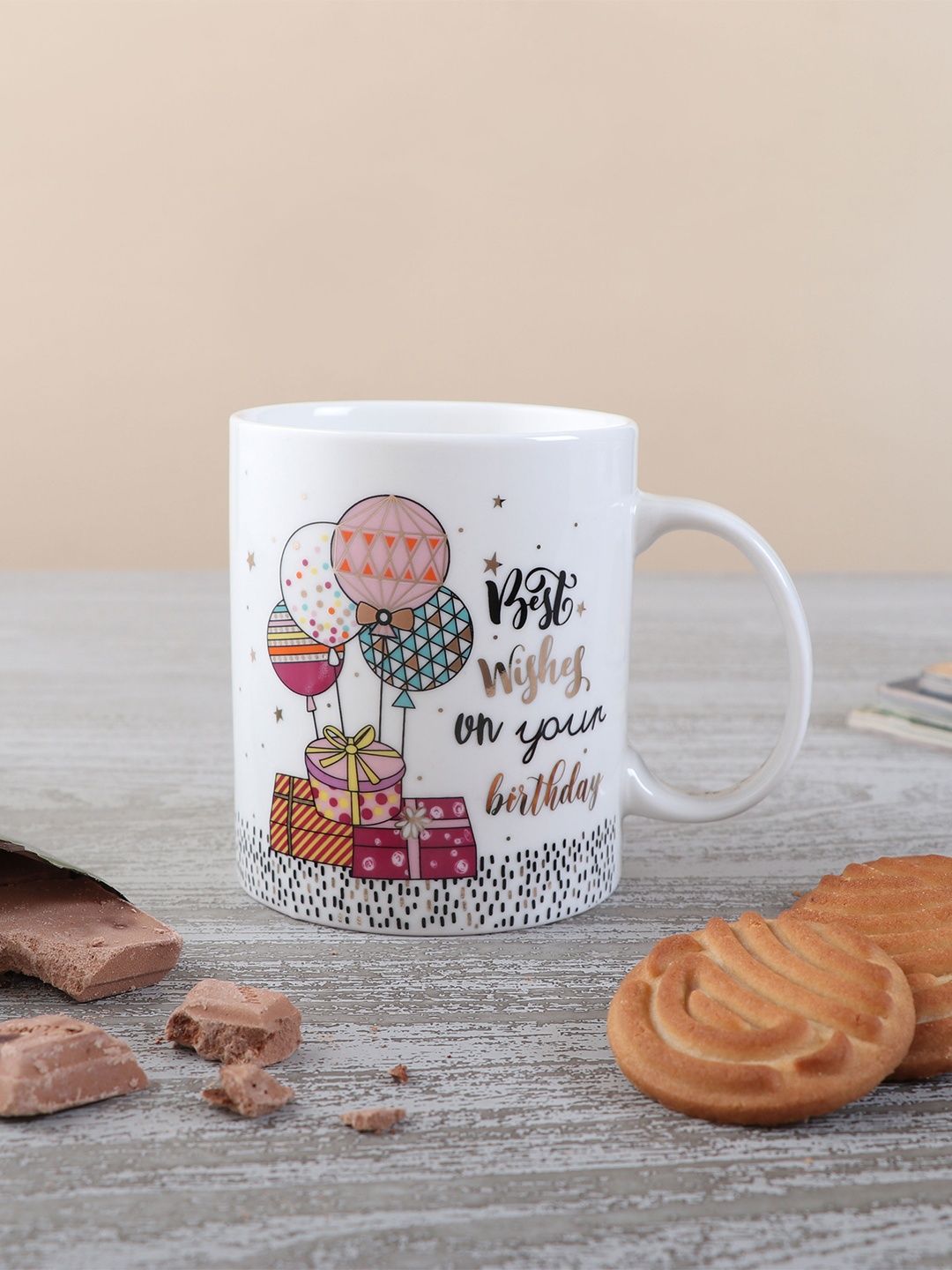 

Archies White & Red Printed Ceramic Glossy Mug 350 ml