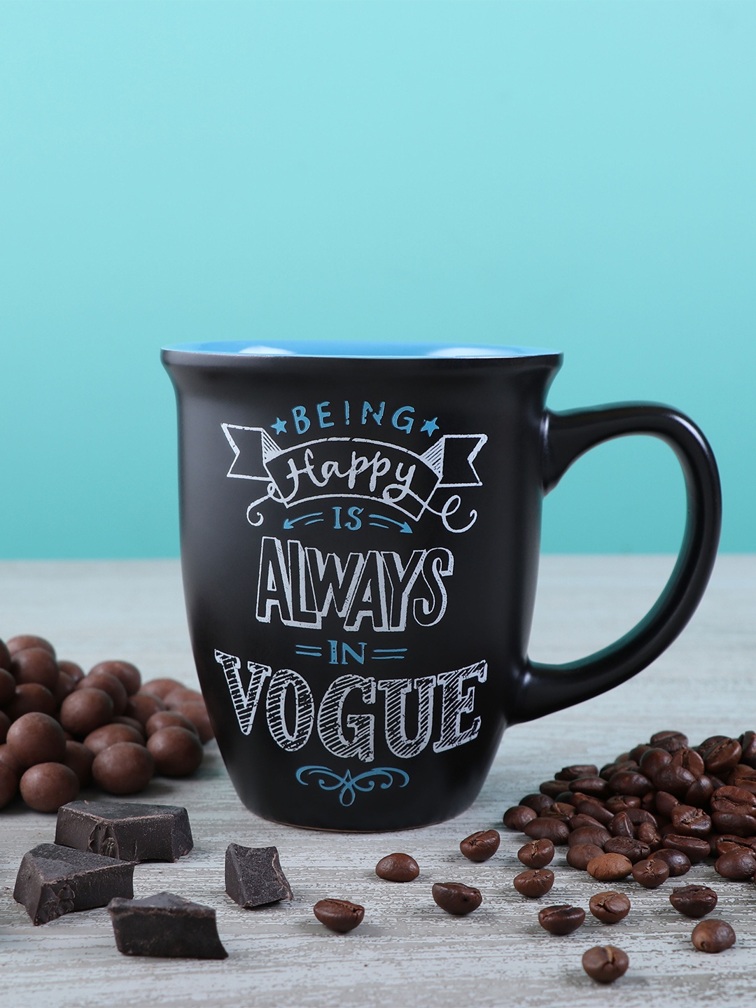 

Archies Black & Blue Always In Vogue Printed Ceramic Glossy Mug 400 ml