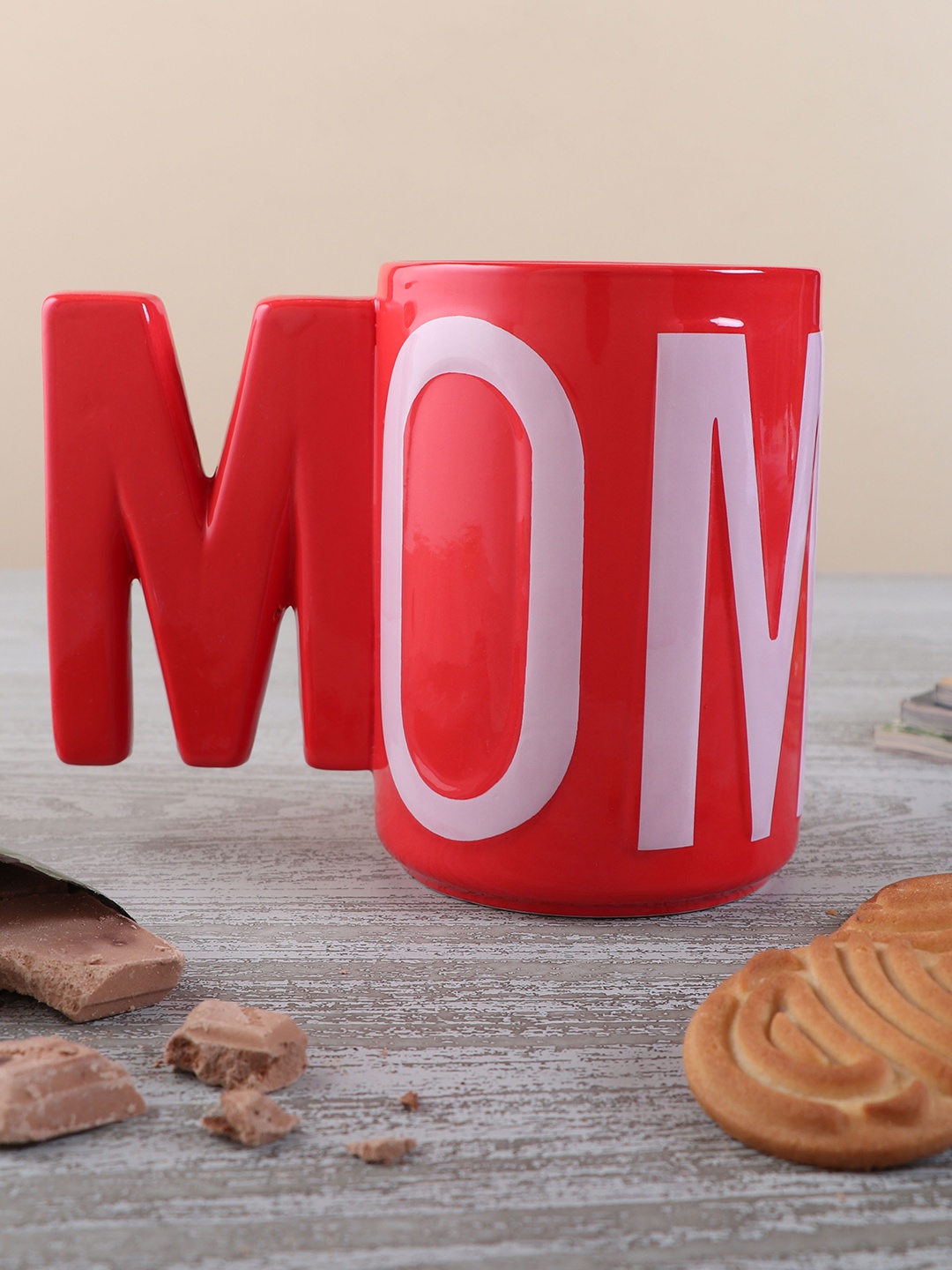 

Archies Red & White M Handle Printed Ceramic Glossy Mug 350 ml