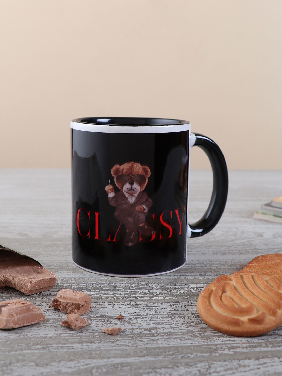 

Archies Black & Red Printed Ceramic Glossy Mug 350 ml
