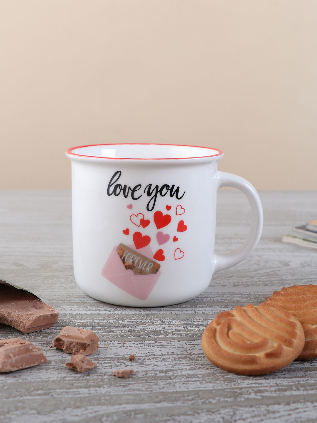 

Archies White & Red Text or Slogans Printed Ceramic Glossy Mug 350 ml