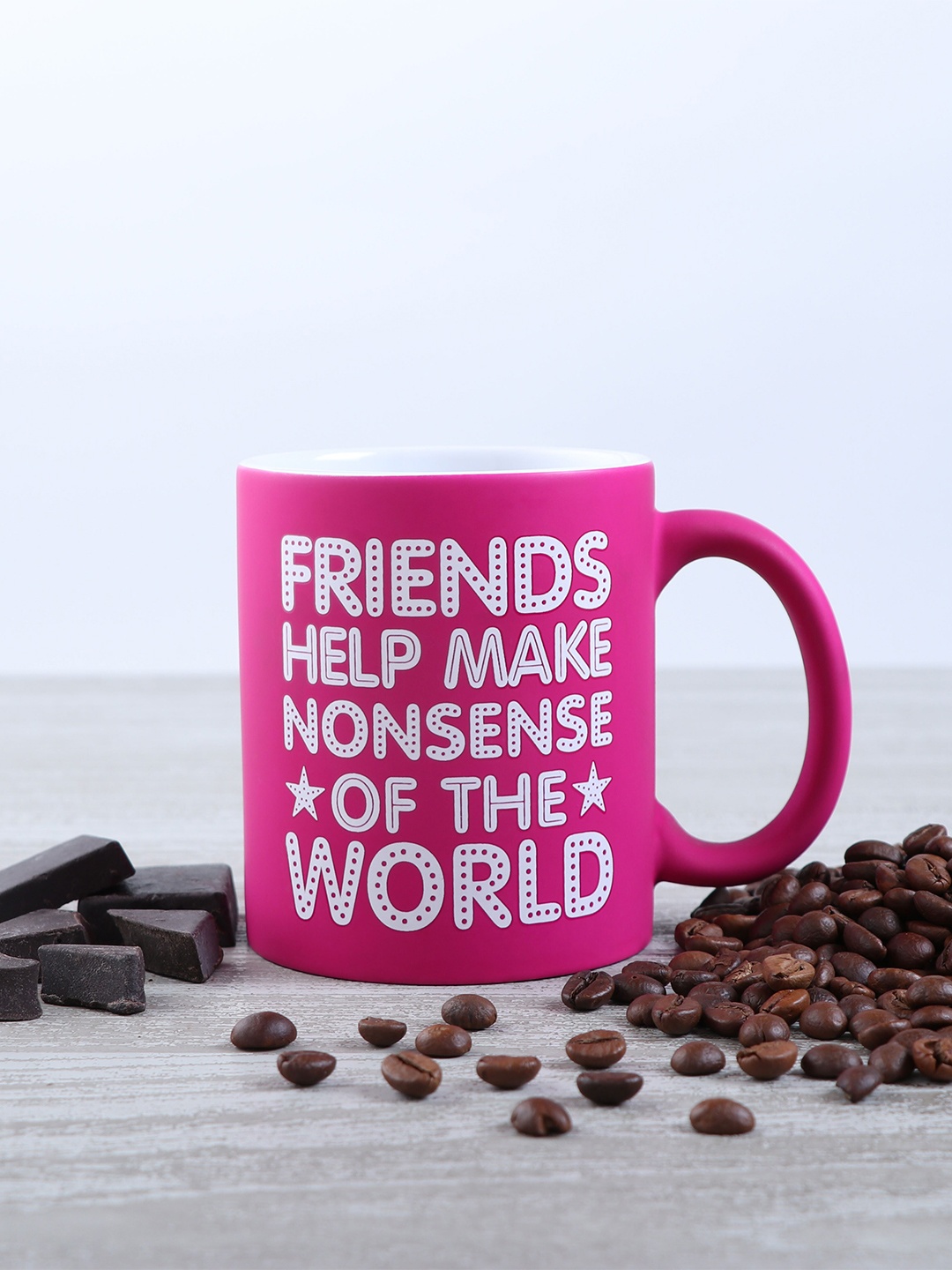 

Archies Pink & White Text or Slogans Printed Ceramic Glossy Mug 400 ml