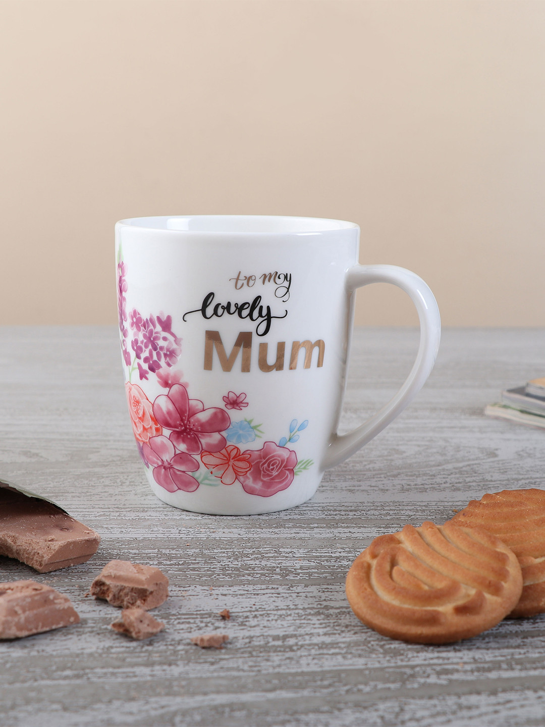 

Archies White & Pink Printed Ceramic Glossy Mug 350 ml