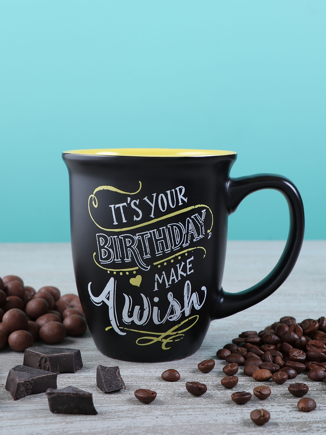 

Archies Black & Yellow Text or Slogans Printed Ceramic Glossy Mug 350 ml