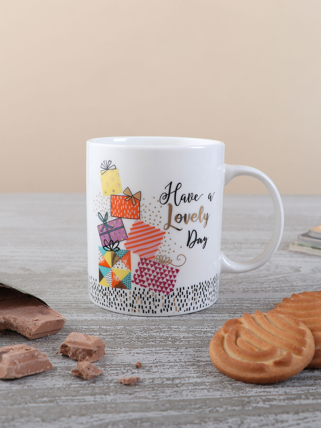 

Archies White & Red Printed Ceramic Glossy Mug 350 ml