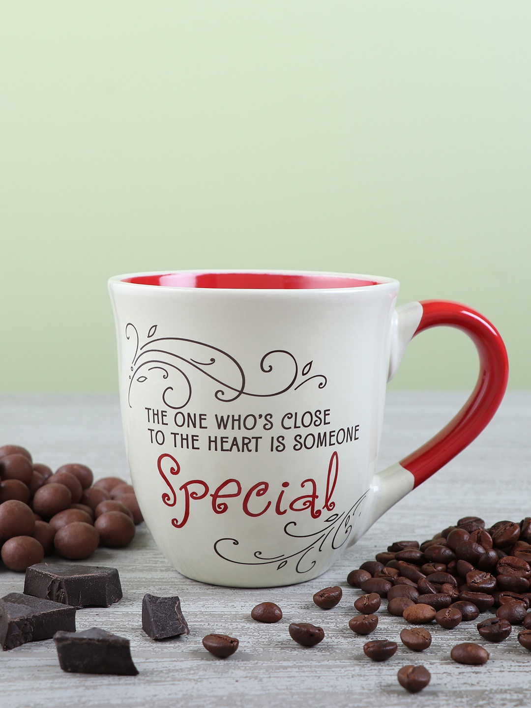 

Archies Off White & Red Text or Slogans Printed Ceramic Glossy Mug 350 ml