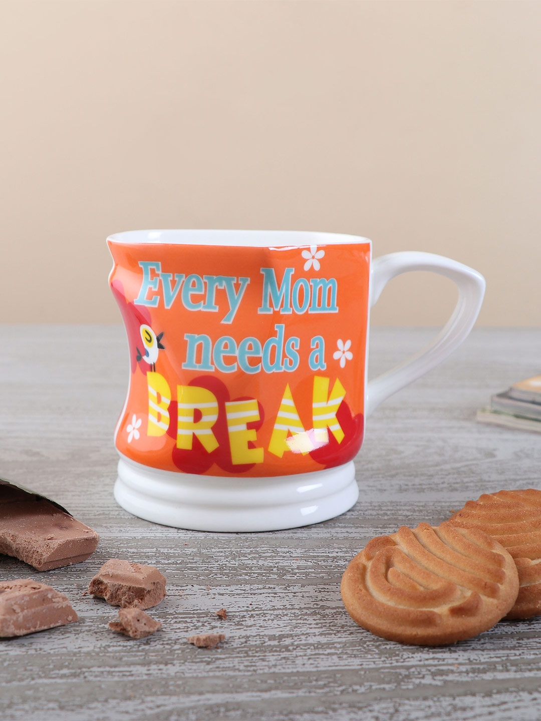 

Archies White & Orange Text or Slogans Printed Ceramic Glossy Mug 350 ml