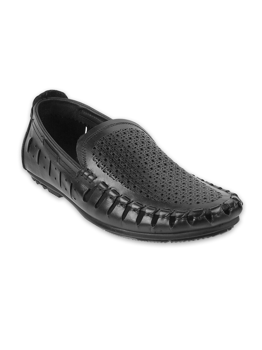 

Mochi Men Textured Leather Loafers, Black