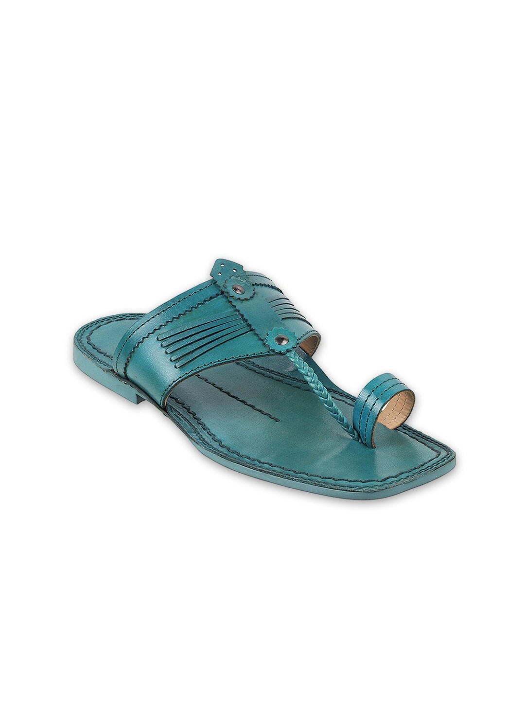 

DAVINCHI Men Ethnic Leather Comfort Sandals, Blue