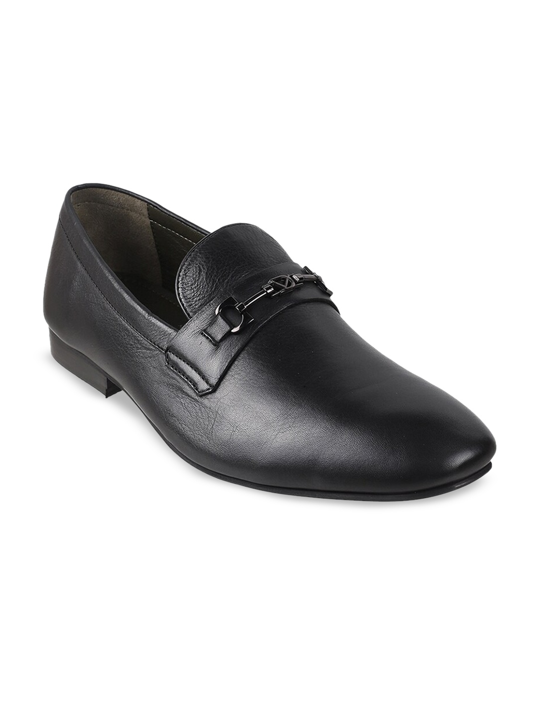 

DAVINCHI Men Leather Formal Loafers, Black