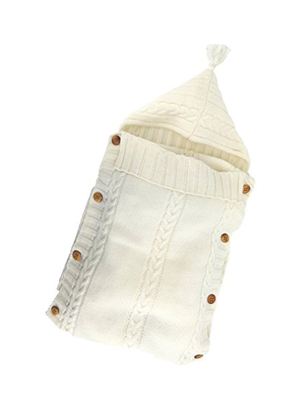 

Babymoon Infant Knitted Woollen Swaddle Sleeping Bag, White