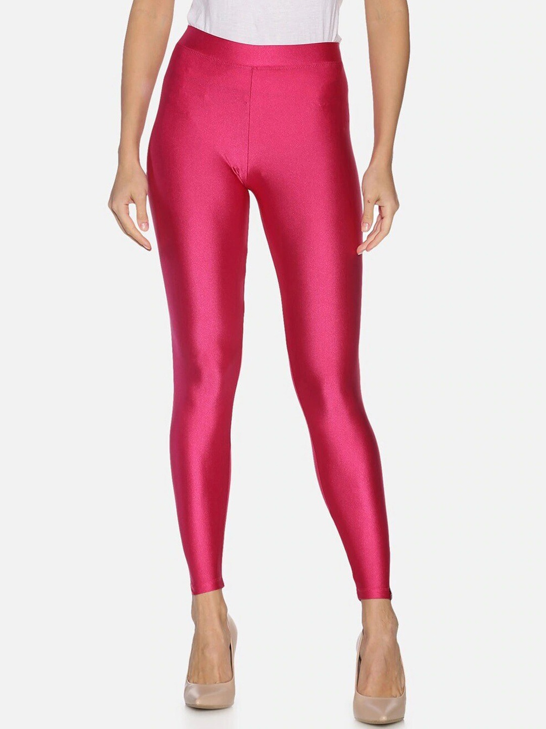 

TWIN BIRDS Women Ankle-Length Shimmer Leggings, Fuchsia