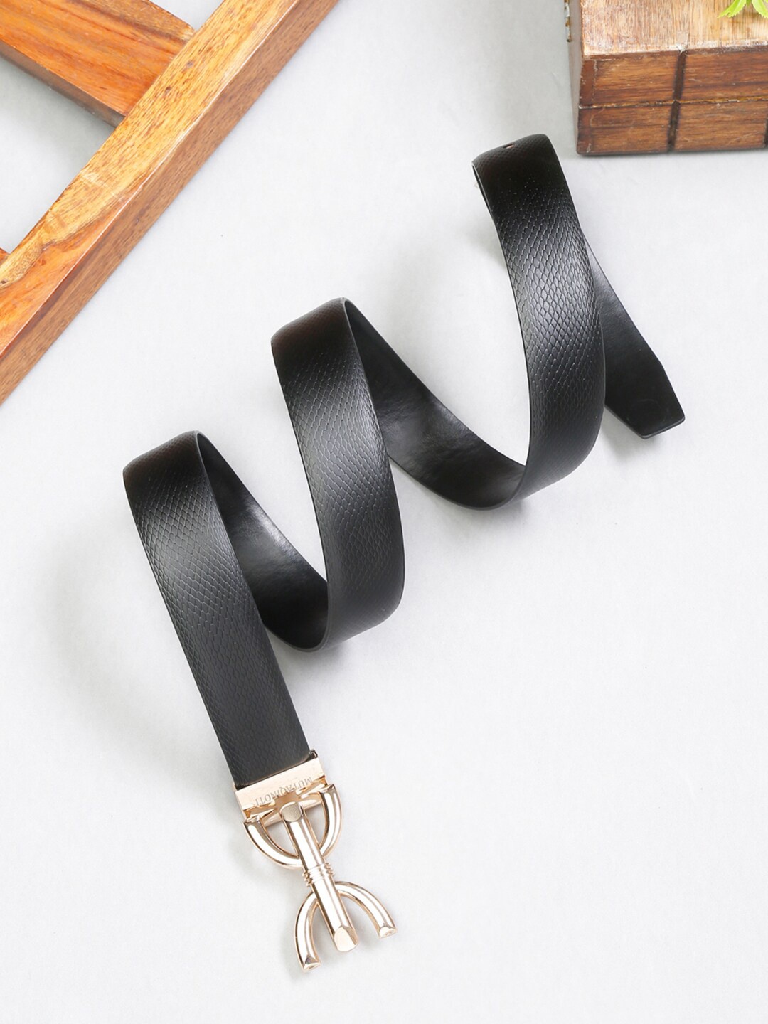 

MUTAQINOTI Men Textured Leather Formal Belt, Black