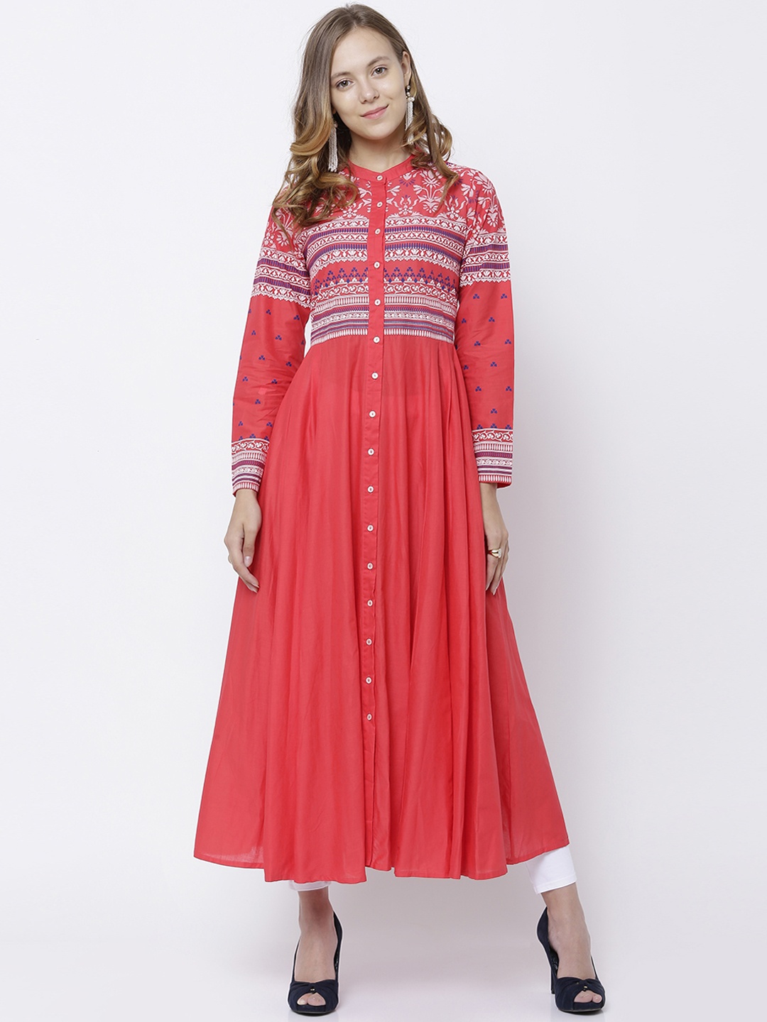 

Vishudh Women Coral Embroidered Anarkali Kurta