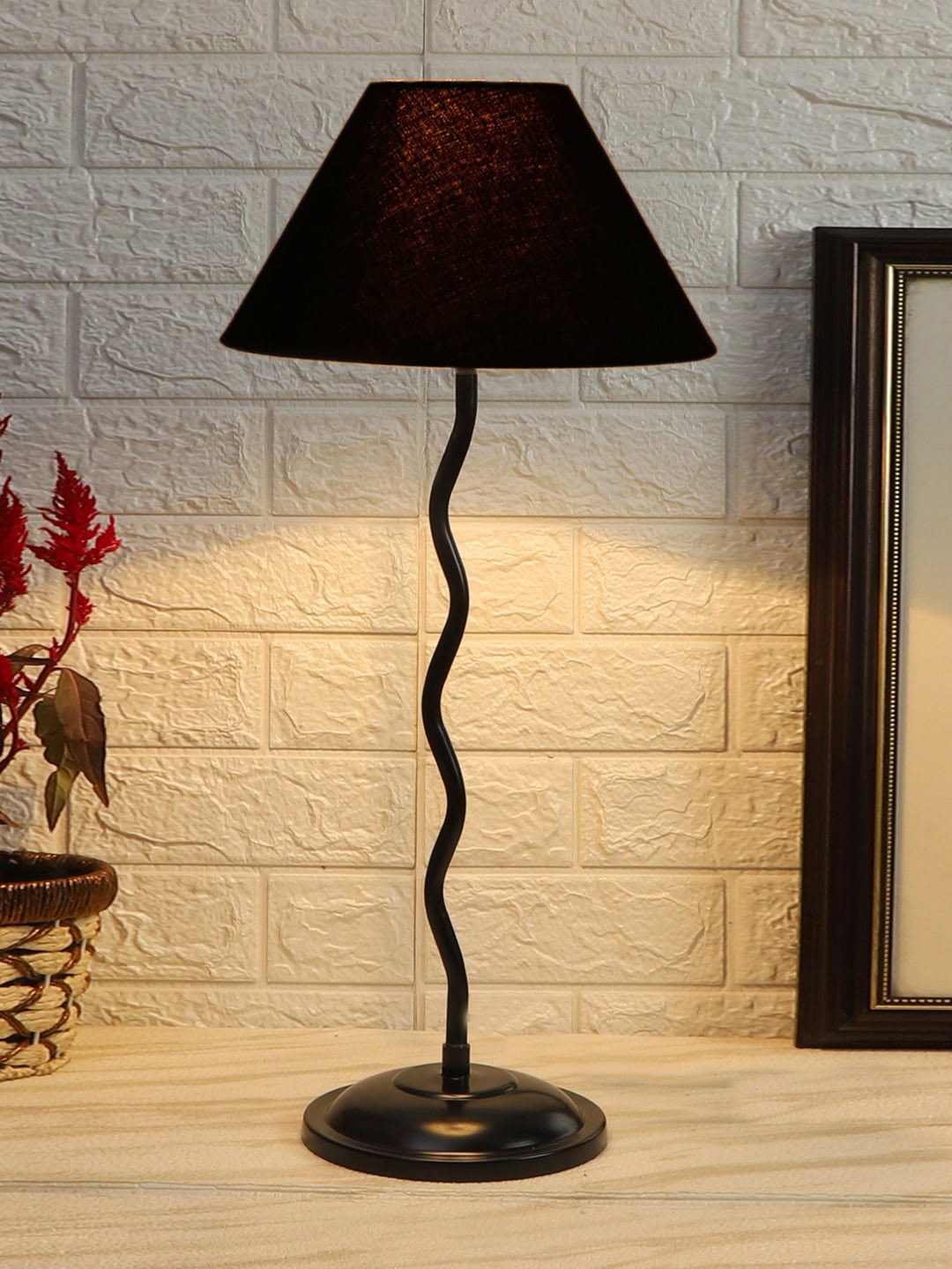 

Devansh Black Textured Cotton Zig Zag Table Lamp With Iron Base