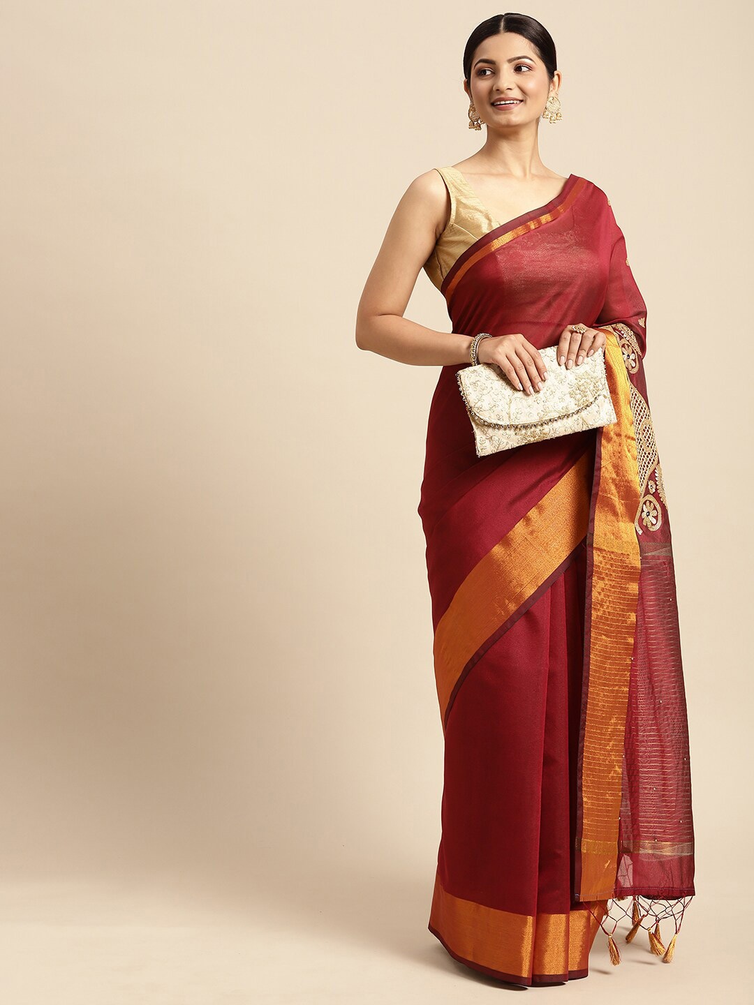 

Pavechas Zari Banarasi Saree, Maroon